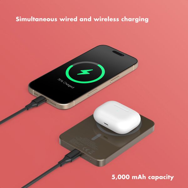 Selencia Vivid Powerbank 5,000 mAh - Wireless Powerbank - MagSafe and Qi - Desert Gold / Rosy Marble