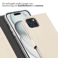 Selencia Echt Leren Bookcase Apple iPhone 15 - Greige