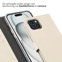 Selencia Echt Lederen Bookcase iPhone 15 - Greige