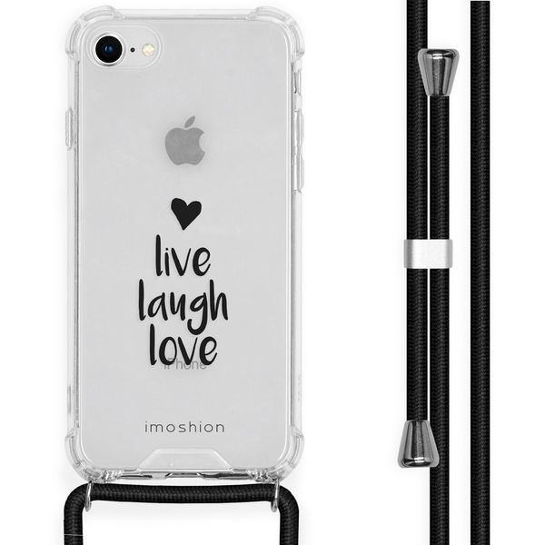 imoshion Design hoesje met koord iPhone SE (2022 / 2020) / 8 / 7 - Live Laugh Love - Zwart