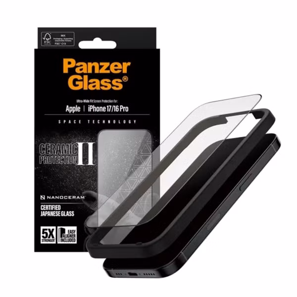 PanzerGlass Ceramic Screenprotector met applicator Apple iPhone 17