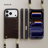 Selencia Nova Croco Phone Case with Cord and Card Holder Apple iPhone 17 Pro - Choco Brown