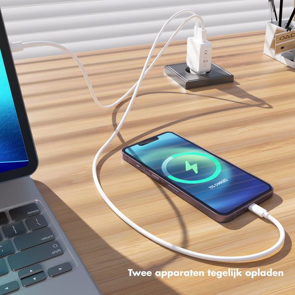 Accezz Ultra Slim GaN Oplader - USB-C + USB-A - 30W - Wit