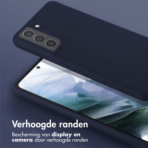 Selencia Siliconen hoesje met afneembaar koord Samsung Galaxy S21 - Donkerblauw