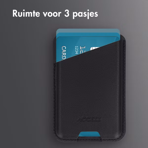 Accezz Magnetische Leren Kaarthouder - Geschikt voor Apple Find My - Onyx Black