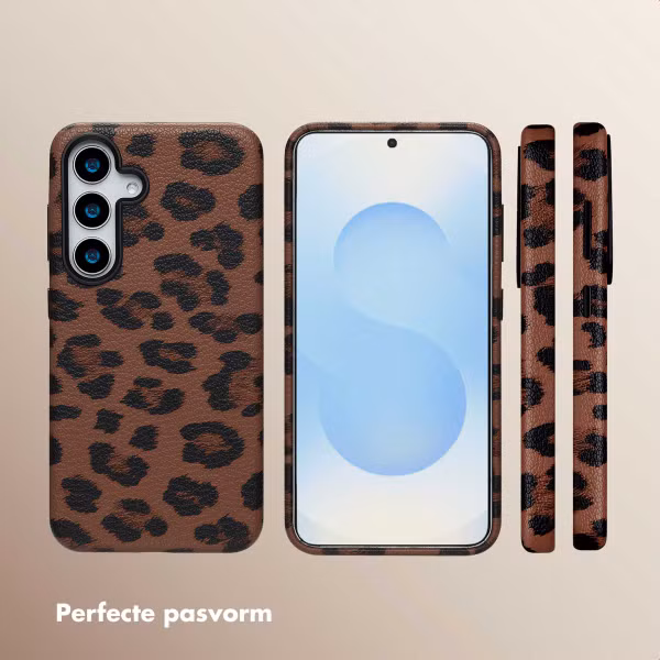 Selencia Sabi Backcover Panterprint met MagSafe Samsung Galaxy S25 - Mocha Brown
