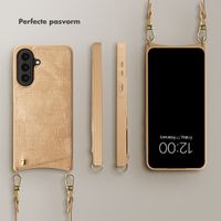 Selencia Nova Croco Telefoonhoes met Koord en Pashouder Samsung Galaxy A57 (5G) - Toasted Almond