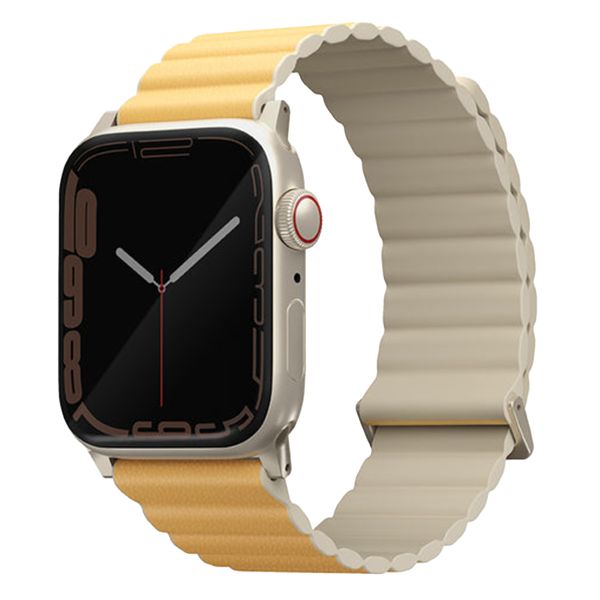 Uniq Revix Premium Edition dubbelzijdig bandje Apple Watch Series 1 t/m 9 / SE (38/40/41 mm) | Series 10 / 11 (42 mm) - Canary Yellow / Ivory