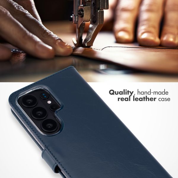 Selencia Genuine Leather Book Case Samsung Galaxy S26 Ultra - Dark Blue