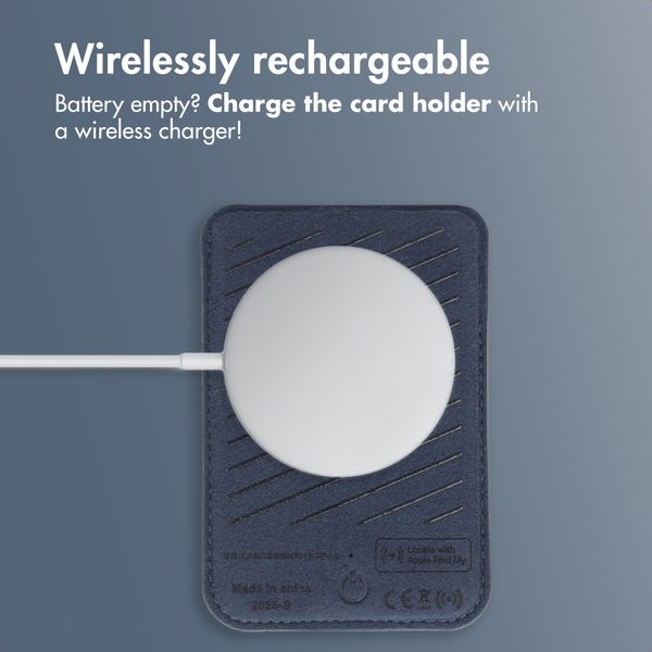 Accezz Magnetic Leather Card Holder - Compatible with Apple Find My - Nightfall Blue