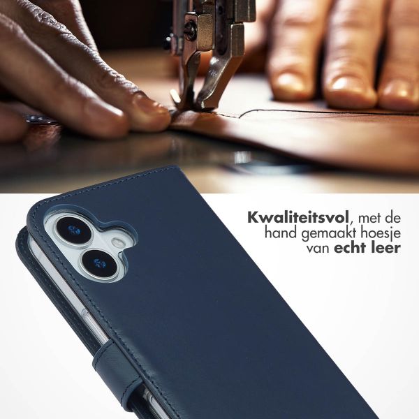 Selencia Echt Leren Bookcase Apple iPhone 17 - Blauw