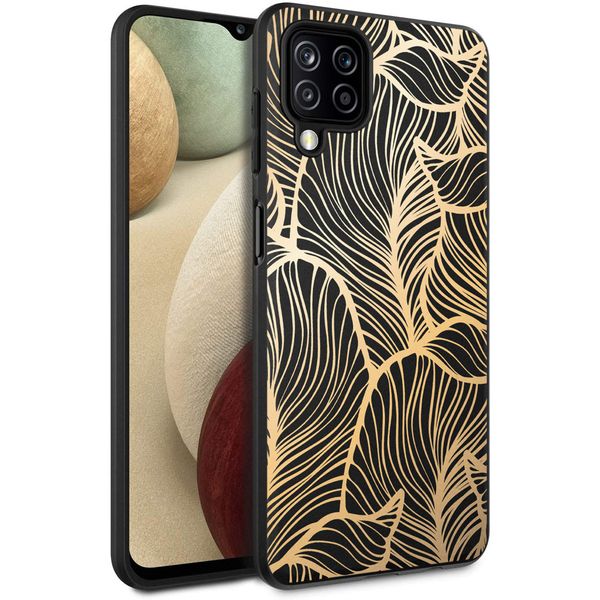 imoshion Design hoesje Samsung Galaxy A12 - Bladeren / Zwart