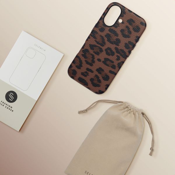 Selencia Sabi Back Cover Panther Print with MagSafe Apple iPhone 16 - Mocha Brown