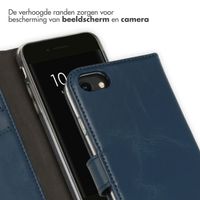 Selencia Echt Leren Bookcase iPhone SE (2022 / 2020) / 8 / 7 / 6(s) - Blauw