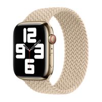 Apple Gevlochten solobandje Apple Watch Series 1 - 9 / SE (38/40/41 mm) | Series 10 / 11 (42 mm) - Maat 7 - Beige