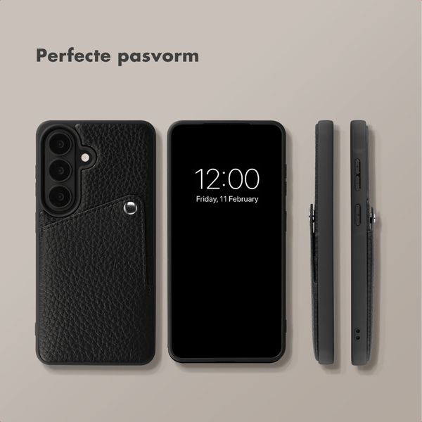 Selencia Riva Backcover met Pashouder Samsung Galaxy S26 Plus - Zwart