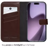 Selencia Echt Leren Bookcase Apple iPhone 17 - Bruin