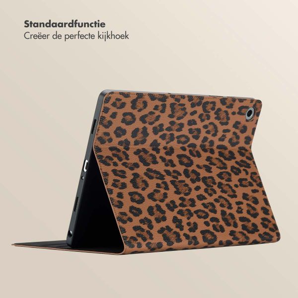 Selencia Sabi Bookcase met panterprint Samsung Galaxy Tab A9 Plus - Mocha Brown