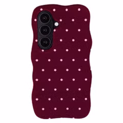 Selencia Vivid Wavy Backcover met MagSafe Samsung Galaxy S26 - Happy Dots Burgundy