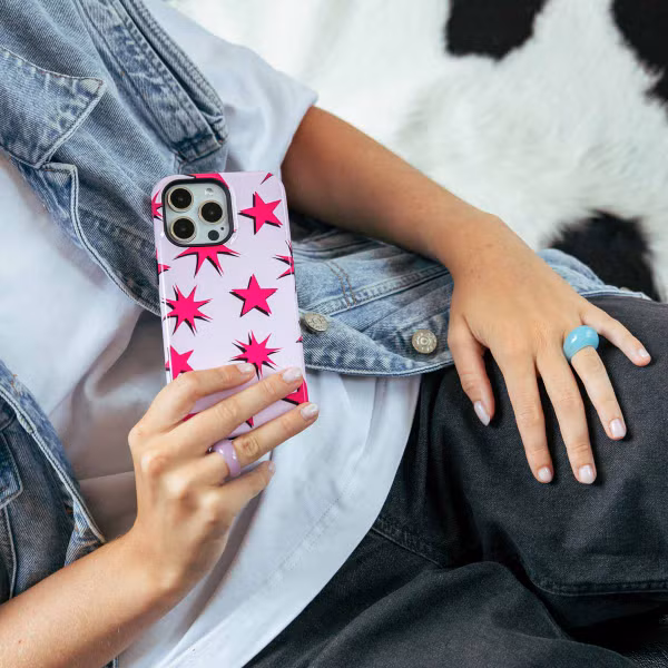 Selencia Vivid Backcover met MagSafe Apple iPhone 13 - Stars Rubine Red Light Pink