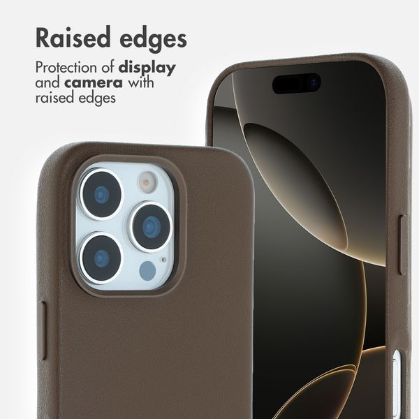 Accezz Leather Back Cover with MagSafe Apple iPhone 16 Pro - Coffee Brown
