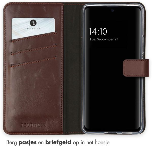 Selencia Echt Leren Bookcase Samsung Galaxy A53 - Bruin