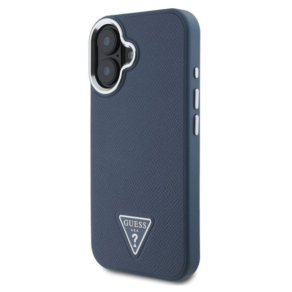 Guess Grained Triangle Case MagSafe iPhone 16 - Blue