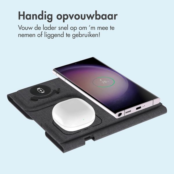 imoshion 3-in-1 Opvouwbare draadloze oplader voor Samsung - Galaxy smartphone / Galaxy Buds / Galaxy Watch - Grijs - Samsung Galaxy Watch 5 (40 mm)