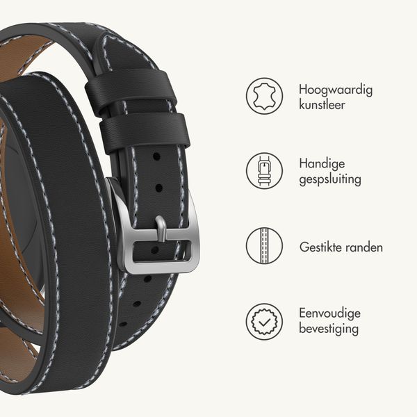 Selencia Élan Double strap bandje Apple Watch | 38/40/41/42 mm - Zwart