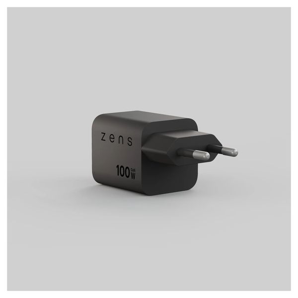 Zens Compact Oplader 2x USB-C 100W - Power Adapter - Zwart