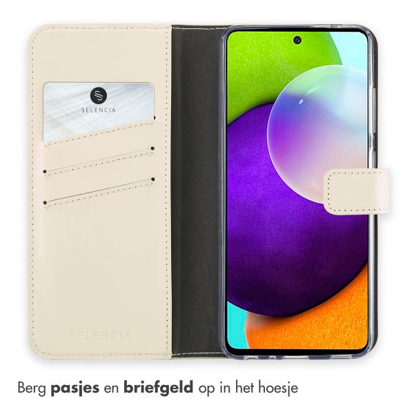 Selencia Echt Leren Bookcase Samsung Galaxy A52(s) (5G/4G) - Greige
