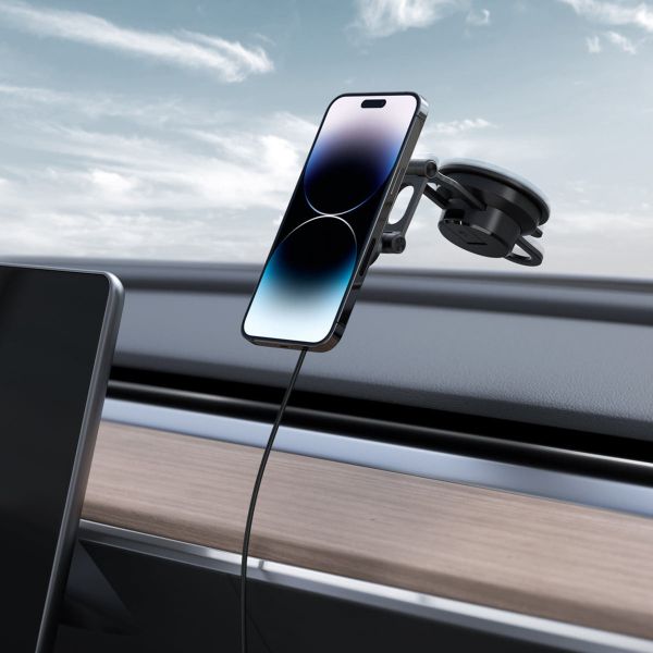 Spigen OneTap Pro 3 - Telefoonhouder auto - Dashboard of voorruit - Draadloos opladen - Magnetisch - Zwart