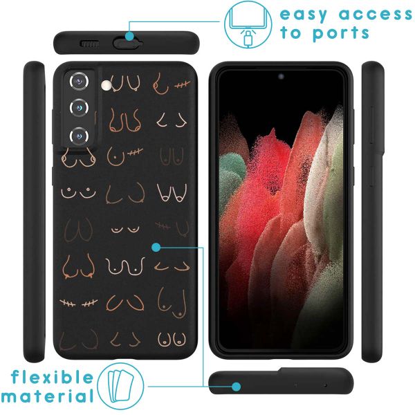 imoshion Design hoesje Samsung Galaxy S21 FE - Boobs all over - Zwart