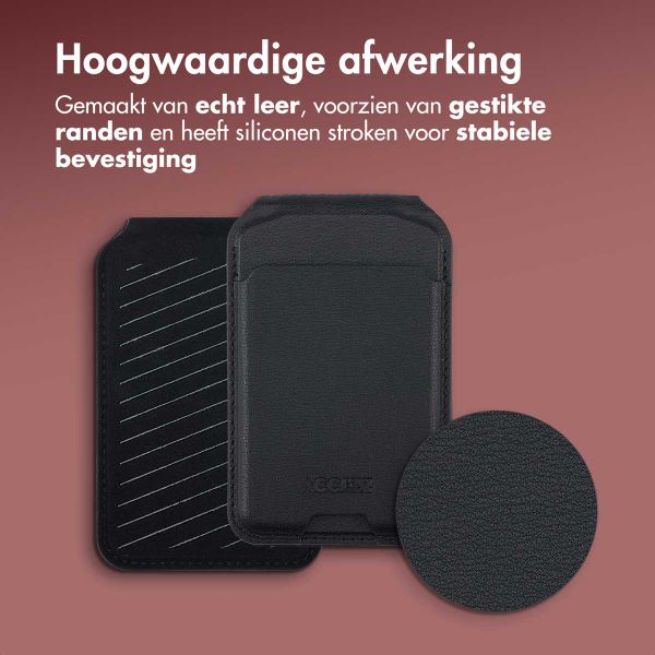 Accezz Leren Wallet met standaard - Geschikt voor MagSafe en Qi2 - Onyx Black