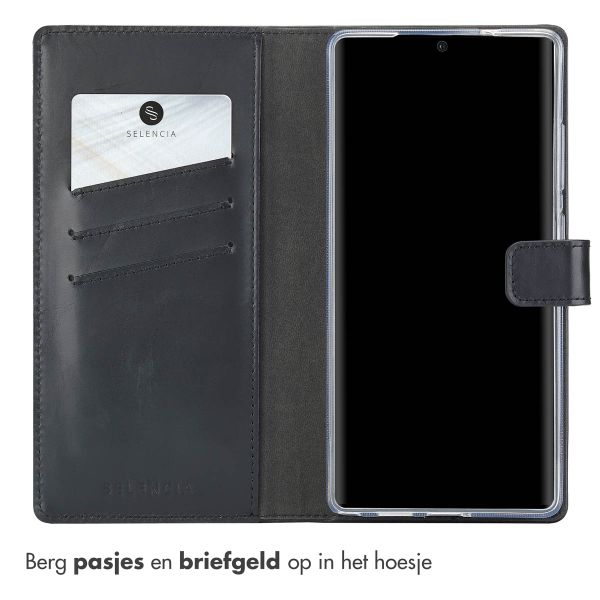 Selencia Echt Leren Bookcase Samsung Galaxy S25 Ultra - Zwart