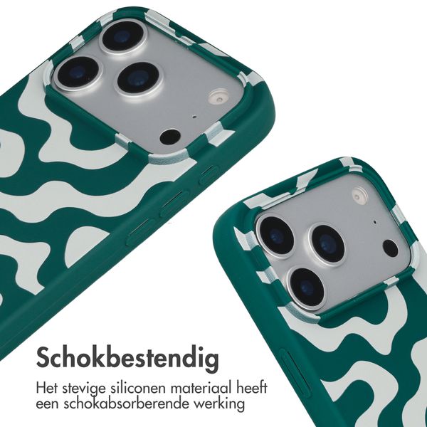 imoshion Siliconen design hoesje met koord Apple iPhone 17 Pro - Petrol Green Groovy