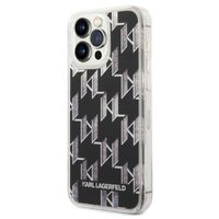 Karl Lagerfeld Liquid Glitter Backcover Monogram iPhone 14 Pro Max - Zwart