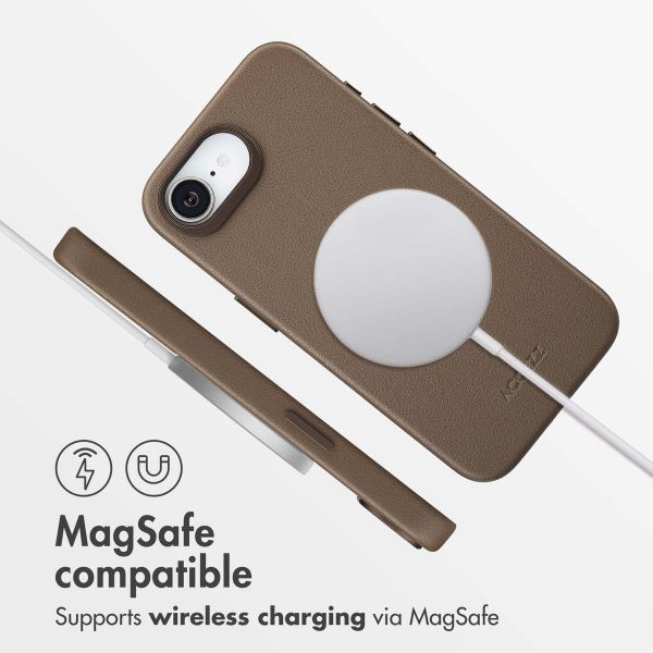 Accezz Leather Back Cover with MagSafe Apple iPhone 17e / 16e - Coffee Brown