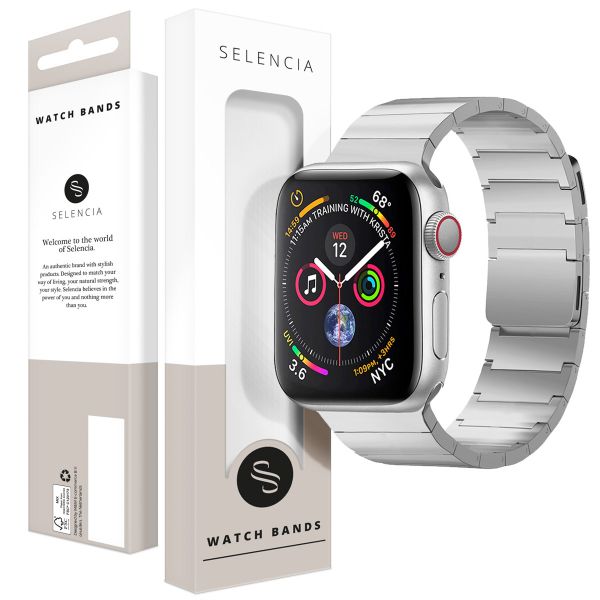 Selencia Stalen magnetisch bandje Apple Watch Series 1 t/m 9 / SE (38/40/41 mm) | Series 10 / 11 (42 mm) - Zilver