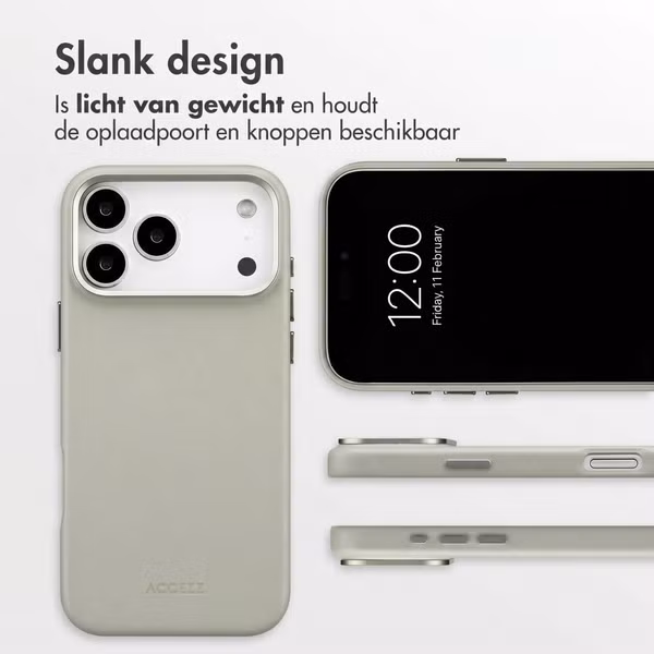 Accezz MagSafe Leather Backcover Apple iPhone 18 Pro / 17 Pro - Light Grey