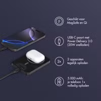 Accezz Kevlar Powerbank 5.000 mAh - MagSafe en Qi - Zwart