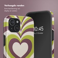 Selencia Vivid Tough Backcover met MagSafe iPhone 15 - Double Hearts Plum Fern