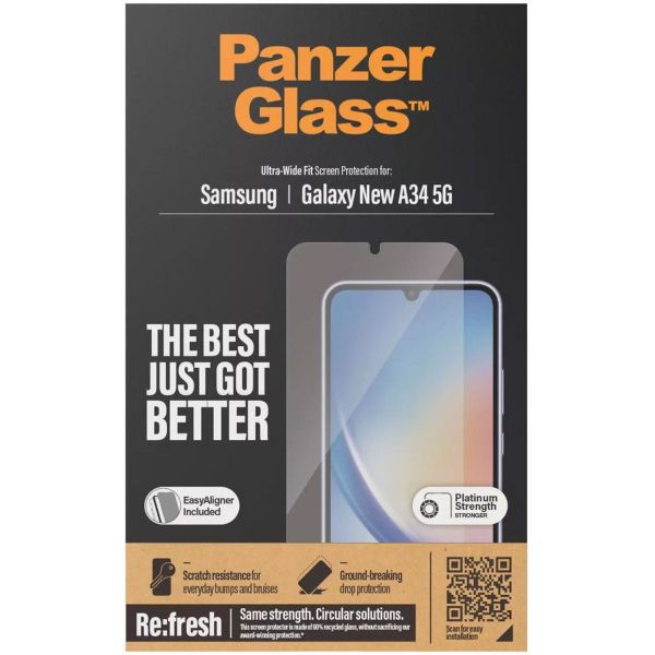 PanzerGlass Refresh Ultra-Wide Fit Anti-Bacterial Screenprotector Samsung Galaxy A35