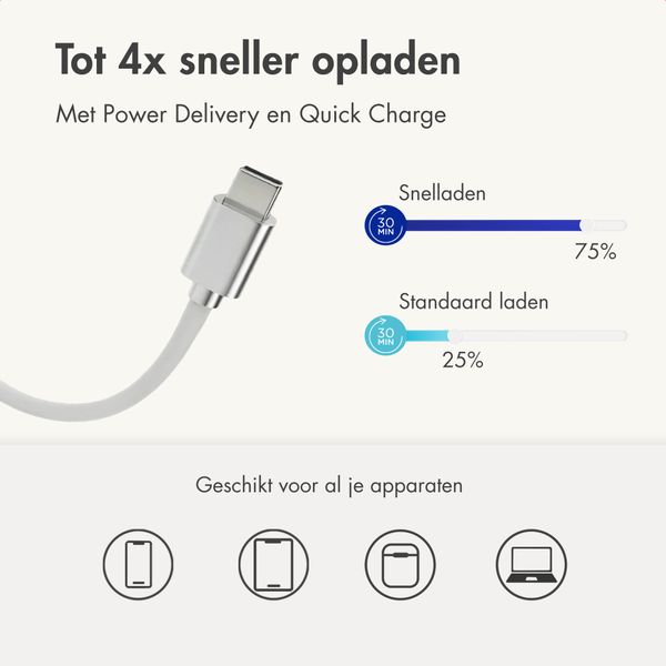 imoshion GaN Oplader met uittrekbare USB-C kabel 65W - USB-A + USB-C - Wit