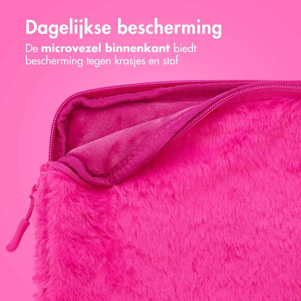 imoshion Fluffy Laptop hoes 15-16 inch - Laptopsleeve - Hot Pink