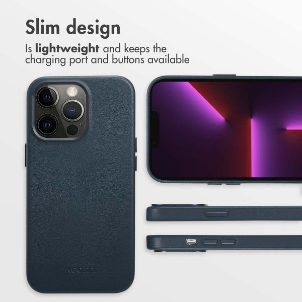 Accezz Leather Back Cover with MagSafe Apple iPhone 13 Pro - Nightfall Blue