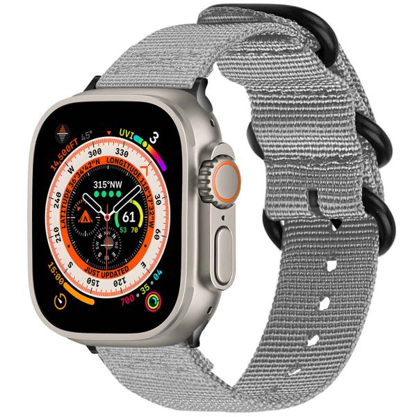 imoshion Nylon bandje Apple Watch Series 1-10 / SE / Ultra (2) - 42/44/45/46/49 mm - Lichtgrijs