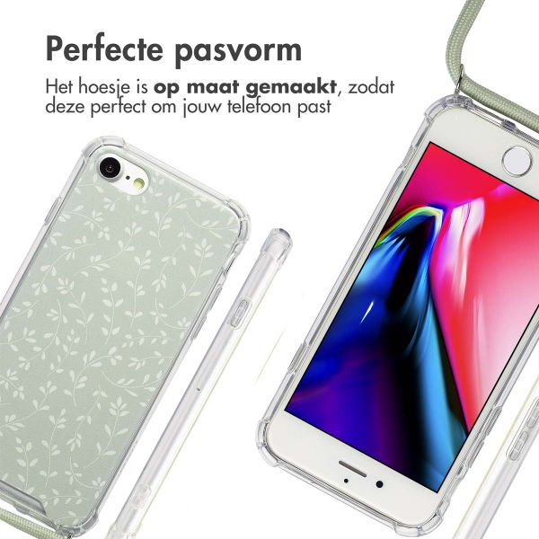 imoshion Design hoesje met koord Apple iPhone SE (2022 / 2020) / 8 / 7 - Smoke Green Flowers