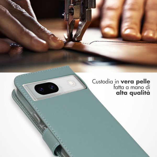 Selencia Echt Leren Bookcase Google Pixel 8a - Air Blue