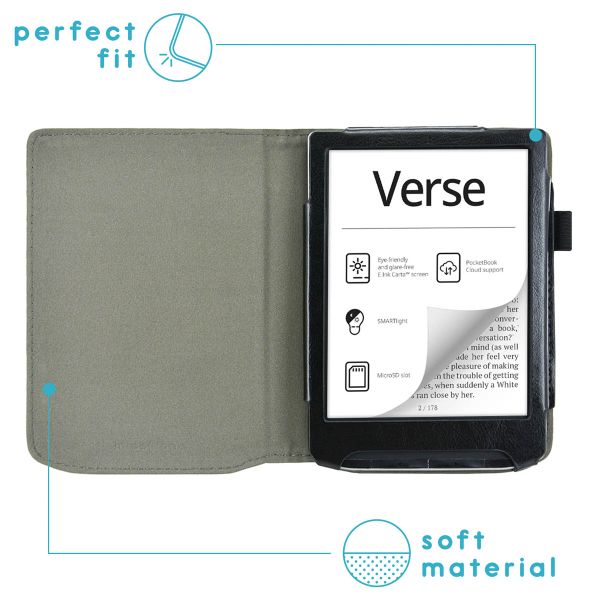 imoshion Vegan Leather Bookcase Pocketbook Verse / Verse Pro / Verse Pro Color / Vivlio Light / Light HD - Zwart